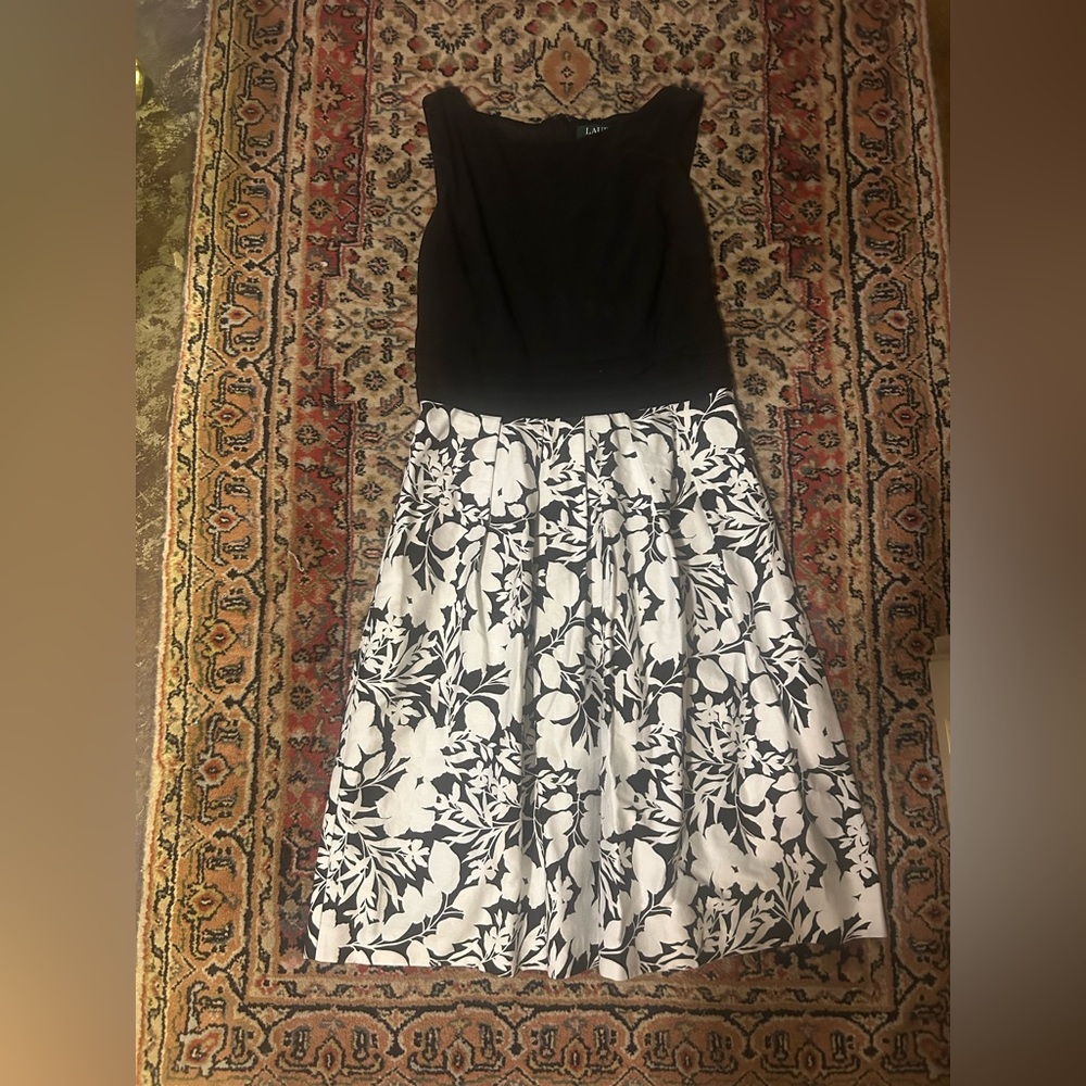 Ralph Lauren Monochrome Floral Midi Skirt